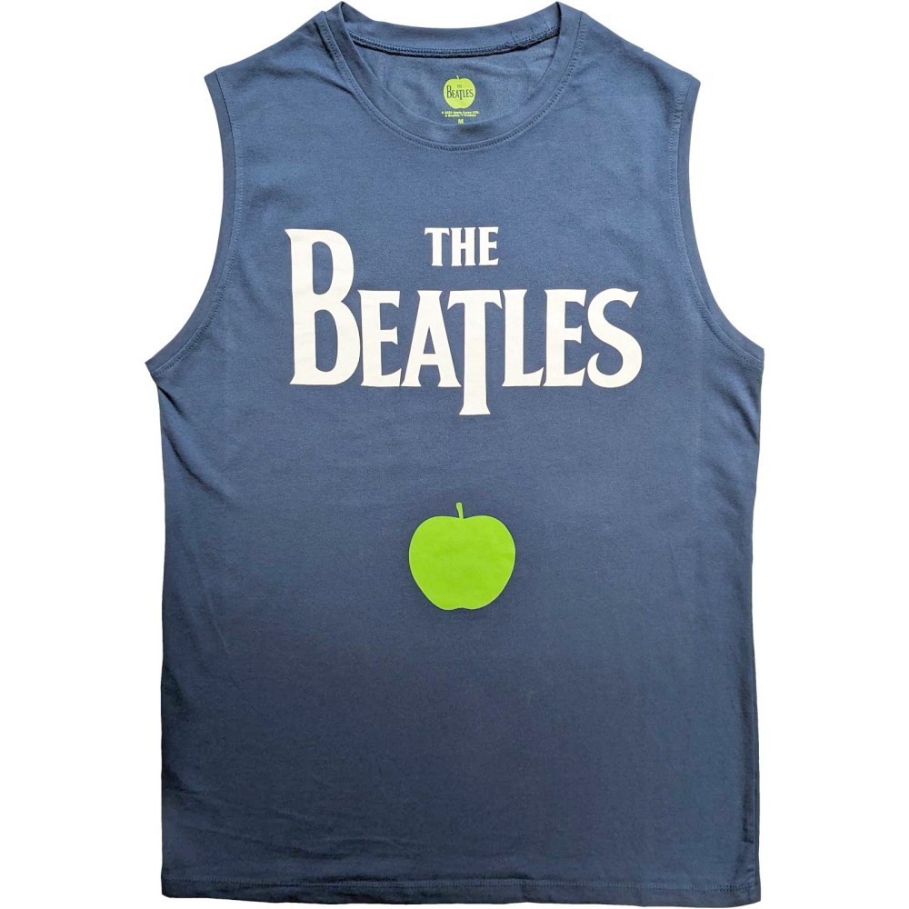 The Beatles - Drop T Logo & Apple Débardeur - Bleu